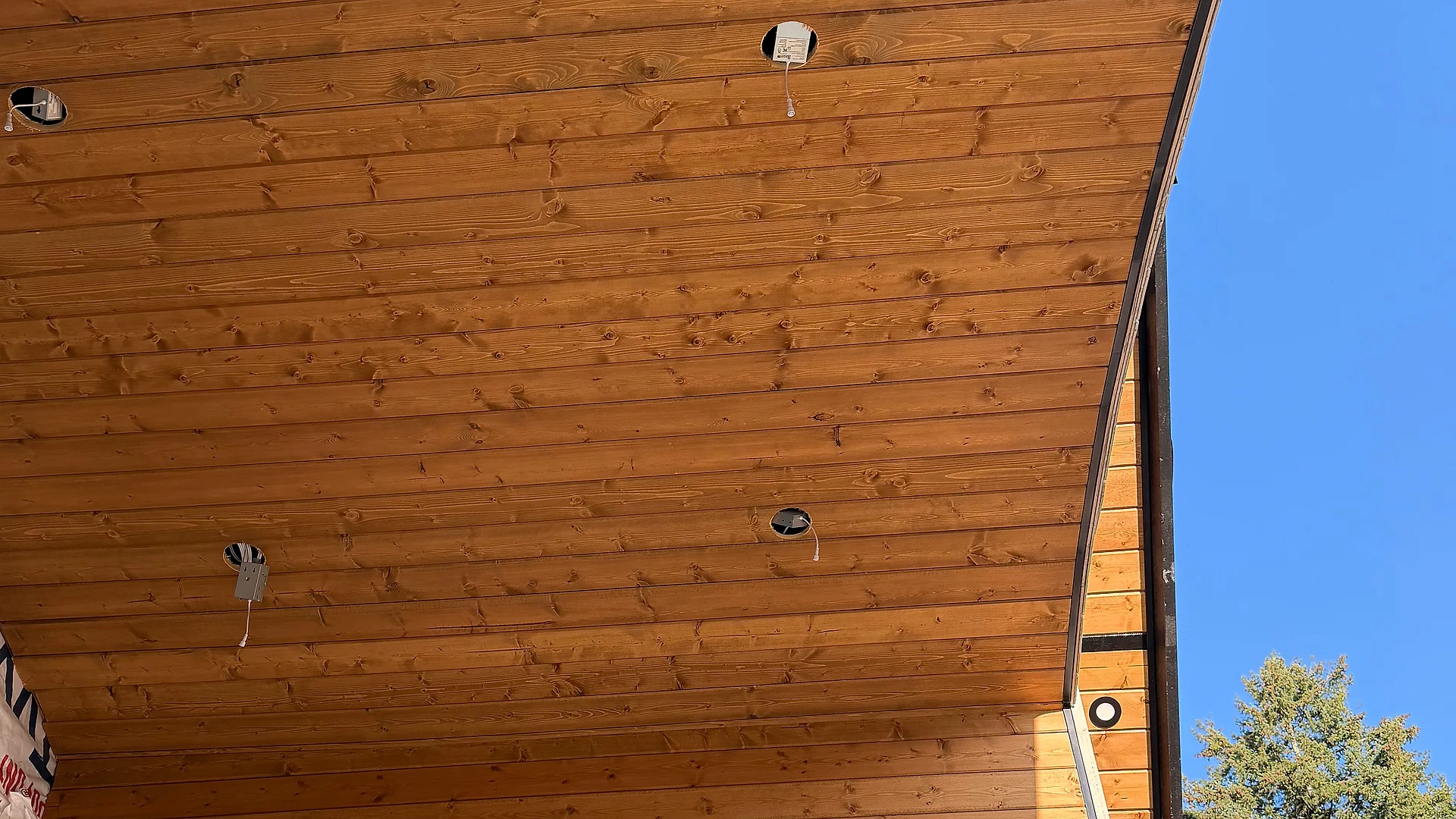 Clear cedar tongue-and-groove porch ceiling on an east Langley custom home by Moonrise Construction
